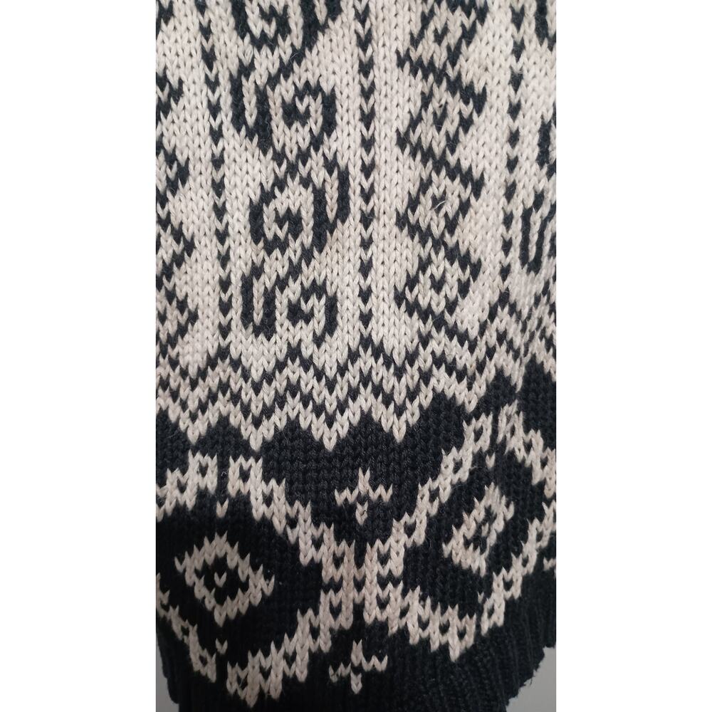Vintage Nordic chunky knit sweater vest Fair Isle Womens Sm blk/wh grandmacore - Picture 3 of 7